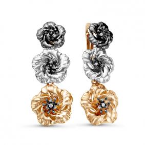 Золотые серьги КЮЗ Del'ta D1200391 с фианитом D1200391 фото