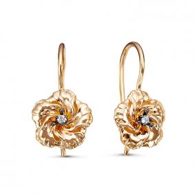 Золотые серьги КЮЗ Del'ta D1200430 с фианитом D1200430 фото