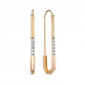 Золотые серьги КЮЗ Del'ta D1200437 с фианитом D1200437 фото