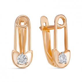 Золотые серьги КЮЗ Del'ta D1200440 с фианитом D1200440 фото