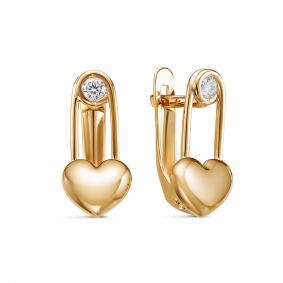 Золотые серьги КЮЗ Del'ta D1200442 с фианитом D1200442 фото