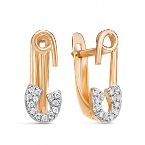 Золотые серьги КЮЗ Del'ta D1200443 с фианитом D1200443 фото