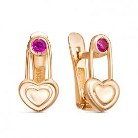 Золотые серьги КЮЗ Del'ta D1200444 с рубиновым корундом D1200444 фото