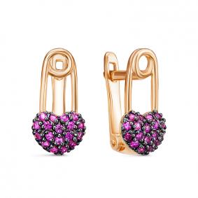 Золотые серьги КЮЗ Del'ta D1200447 с рубиновым корундом D1200447 фото