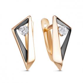 Золотые серьги КЮЗ Del'ta D1200448 с фианитом D1200448 фото