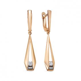 Золотые серьги КЮЗ Del'ta D1200449 с фианитом D1200449 фото