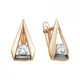 Золотые серьги КЮЗ Del'ta D1200450 с фианитом D1200450 фото