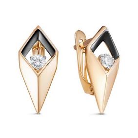 Золотые серьги КЮЗ Del'ta D1200451 с фианитом D1200451 фото