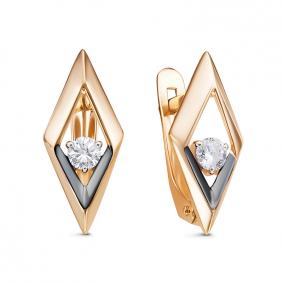 Золотые серьги КЮЗ Del'ta D1200452 с фианитом D1200452 фото