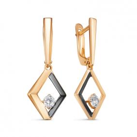 Золотые серьги КЮЗ Del'ta D1200455 с фианитом D1200455 фото