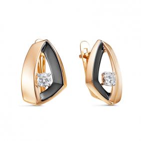 Золотые серьги КЮЗ Del'ta D1200457 с фианитом D1200457 фото