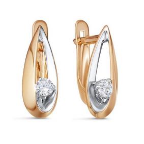 Золотые серьги КЮЗ Del'ta D1200458 с фианитом D1200458 фото