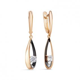 Золотые серьги КЮЗ Del'ta D1200460 с фианитом D1200460 фото