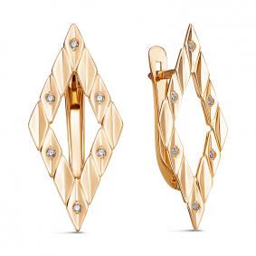 Золотые серьги КЮЗ Del'ta D1200463 с фианитом D1200463 фото