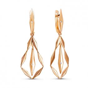 Золотые серьги КЮЗ Del'ta D1200464 с фианитом D1200464 фото