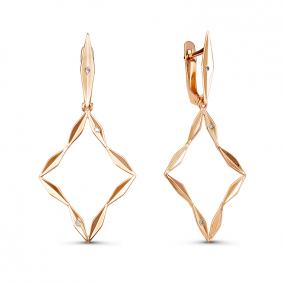 Золотые серьги КЮЗ Del'ta D1200466 с фианитом D1200466 фото