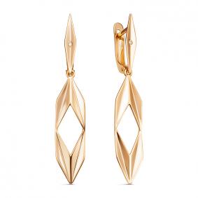 Золотые серьги КЮЗ Del'ta D1200469 с фианитом D1200469 фото