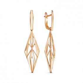 Золотые серьги КЮЗ Del'ta D1200471 с фианитом D1200471 фото