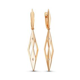 Золотые серьги КЮЗ Del'ta D1200472 с фианитом D1200472 фото