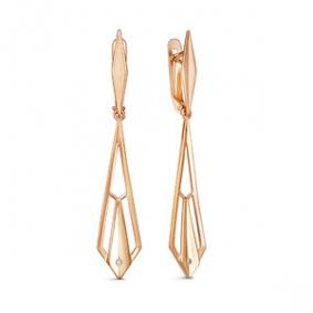 Золотые серьги КЮЗ Del'ta D1200473 с фианитом D1200473 фото