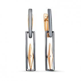 Золотые серьги КЮЗ Del'ta D1200475 с фианитом D1200475 фото