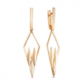 Золотые серьги КЮЗ Del'ta D1200476 с фианитом D1200476 фото