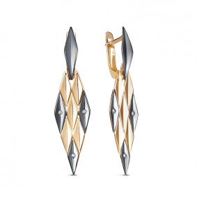 Золотые серьги КЮЗ Del'ta D1200478 с фианитом D1200478 фото