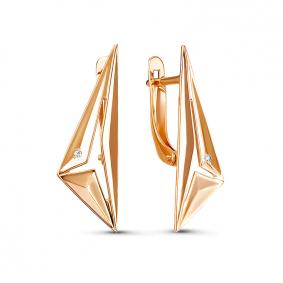 Золотые серьги КЮЗ Del'ta D1200483 с фианитом D1200483 фото