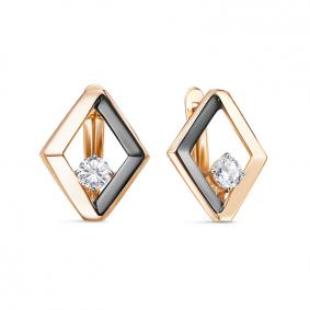Золотые серьги КЮЗ Del'ta D1200484 с фианитом D1200484 фото
