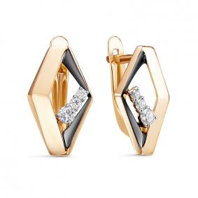 Золотые серьги КЮЗ Del'ta D1200485 с фианитом D1200485 фото