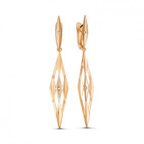 Золотые серьги КЮЗ Del'ta D1200487 с фианитом D1200487 фото