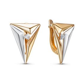 Золотые серьги КЮЗ Del'ta D1200496 с фианитом D1200496 фото