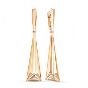 Золотые серьги КЮЗ Del'ta D1200497 с фианитом D1200497 фото