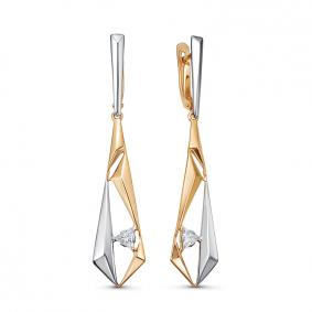 Золотые серьги КЮЗ Del'ta D1200498 с фианитом D1200498 фото