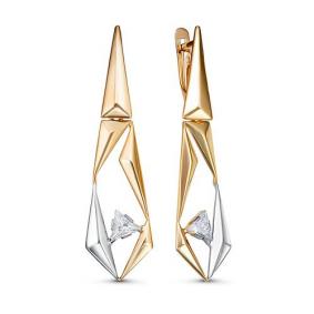 Золотые серьги КЮЗ Del'ta D1200499 с фианитом D1200499 фото