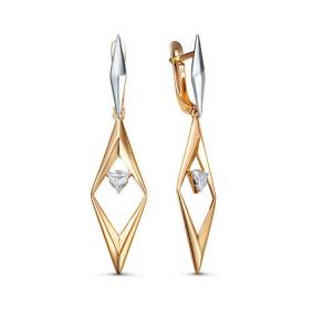 Золотые серьги КЮЗ Del'ta D1200501 с фианитом D1200501 фото