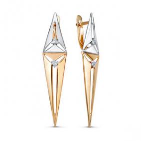 Золотые серьги КЮЗ Del'ta D1200502 с фианитом D1200502 фото