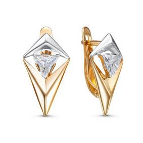 Золотые серьги КЮЗ Del'ta D1200503 с фианитом D1200503 фото