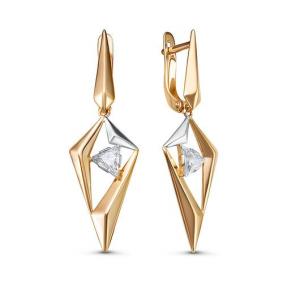 Золотые серьги КЮЗ Del'ta D1200505 с фианитом D1200505 фото