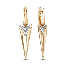 Золотые серьги КЮЗ Del'ta D1200506 с фианитом D1200506 фото