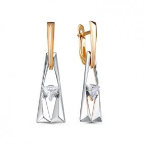 Золотые серьги КЮЗ Del'ta D1200509 с фианитом D1200509 фото