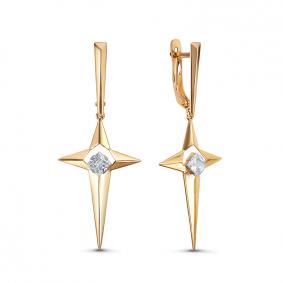 Золотые серьги КЮЗ Del'ta D1200510 с фианитом D1200510 фото