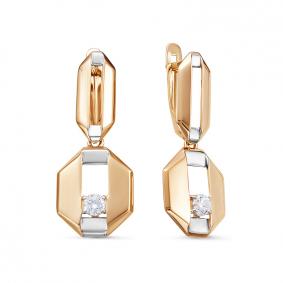 Золотые серьги КЮЗ Del'ta D1200512 с фианитом D1200512 фото