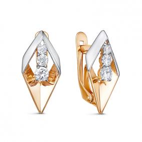 Золотые серьги КЮЗ Del'ta D1200513 с фианитом D1200513 фото
