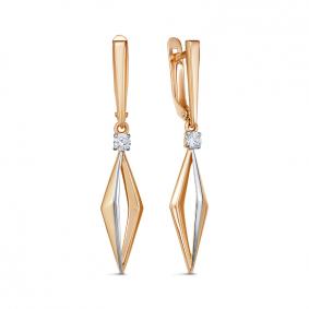 Золотые серьги КЮЗ Del'ta D1200514 с фианитом D1200514 фото