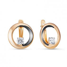 Золотые серьги КЮЗ Del'ta D1200515 с фианитом D1200515 фото