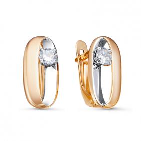 Золотые серьги КЮЗ Del'ta D1200517 с фианитом D1200517 фото