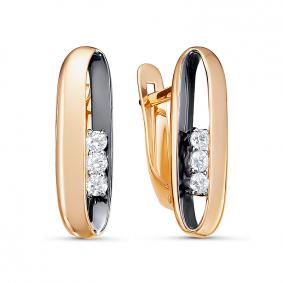 Золотые серьги КЮЗ Del'ta D1200518 с фианитом D1200518 фото