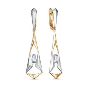 Золотые серьги КЮЗ Del'ta D1200524 с фианитом D1200524 фото