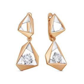 Золотые серьги КЮЗ Del'ta D1200537 с фианитом D1200537 фото